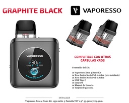 [111.06214] VAPORESSO XROS 4 NANO GRAPHITE BLACK  KIT 1350MAH