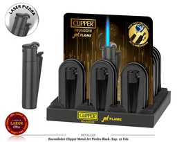 [200.9421] ENCD. CLIPPER METAL JET PIEDRA BLACK 12 UDS