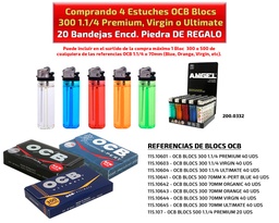 [00.01152] OCB BLOCS 4 ESTUCHES + 20 BAND. ENCD. PIEDRA S/C