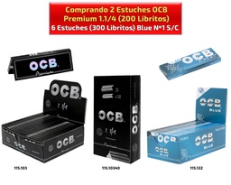 [00.01130] OCB PREMIUM 1.1/4 2 EST + 6 BLUE Nº1 S/C