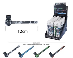 [124.60002] PIPA CRISTAL CHAMP MILITARY 16,5CM+FILTROS 12 UDS