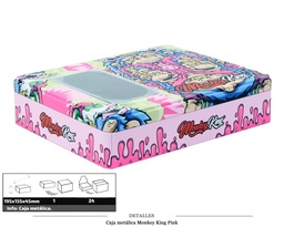 [116.25903] CAJA METALICA MONKEY KING PINK 195X155X45MM 1 UD
