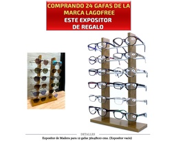 [100.400] EXPOSITOR DE MADERA PARA 12 GAFAS 36x48x10 CM