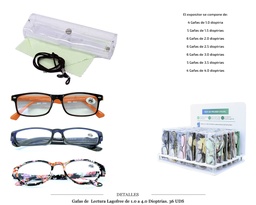 [100.410] GAFAS LECTURA LAGOFREE 1.0 A 4.0 D. 36 UDS