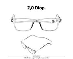 [100.42105] GAFAS LECTURA LAGOFREE RIGIDA GRIS 2.0 D. 1 UD