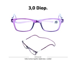 [100.42304] GAFAS LECTURA LAGOFREE RIGIDA LILA 3.0 D. 1 UD
