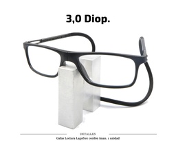 [100.43301] GAFAS LECTURA LAGOFREE CORDON-IMAN NEGRA 3.0 D. 1 UD