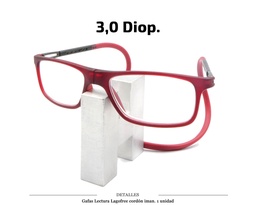 [100.43303] GAFAS LECTURA LAGOFREE CORDON-IMAN ROJA 3.0 D. 1 UD
