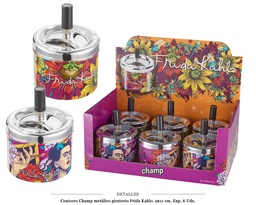 [290.05005] CENICERO CHAMP MET GIRATORIO FRIDA 9X11 CM 6 UDS