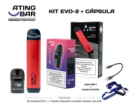 [111.82120] KIT ATING EVO-2 ROJA 650MAH + CAPSULA OPEN POD 1 UD