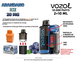 [111.85106] KIT VOZOL VISTA PLUG ARANDANO ICE 20MG 2 + 10ML