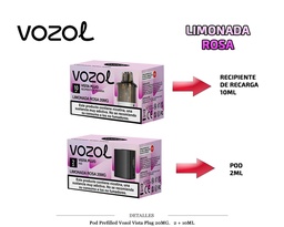[111.85308] POD PREFILLED VOZOL VISTA PLUG LIMONADA ROSA 20MG 2 + 10ML