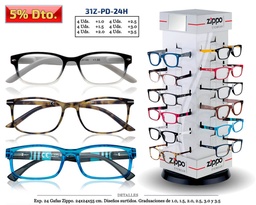 [100.54012] GAFAS LECTURA ZIPPO PD-24H DE 1.0 A 3.5 D. 24 UDS