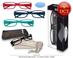 [100.55001] GAFAS LECTURA ZIPPO C/ FUNDA + 1.0 COL. SURT. 1 UD