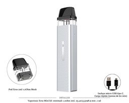 [111.06307] VAPORESSO XROS MINI SILVER KIT 1000 MAH