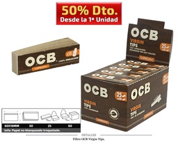 [113.00602] FILTRO OCB VIRGIN TIPS BLOCS TROQ. 25X50 UDS