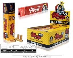 [115.609] MONKEY KING KS SLIM+TIPS PRE-ROLLED UNBLEACH 12 UD