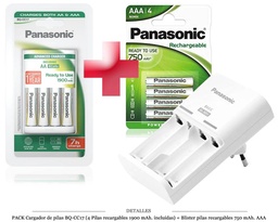 [117.020] PACK CARGADOR PILAS + 4 PILAS AA + BL. 4 PILAS AAA
