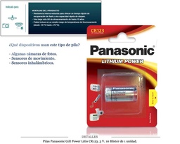 [117.164] PANASONIC CELL LITIO CR123-3V B1/10B