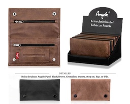 [121.03006] BOLSA TABACO ANGELO P.PIEL BLACK/BROWN 16X9CM 10 U