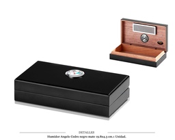 [123.801] HUMIDOR ANGELO CEDRO NEGRO MATE 19,8X11X4,3 CM 1 UD