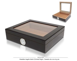 [123.851] HUMIDOR ANGELO CEDRO T/CRISTAL BLACK 26X22X7,5 CM