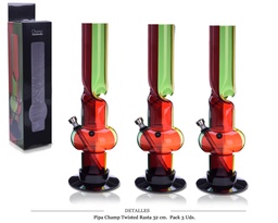 [124.197] BONG PVC CHAMP TWISTED RASTA 32 CM PACK 3 UDS