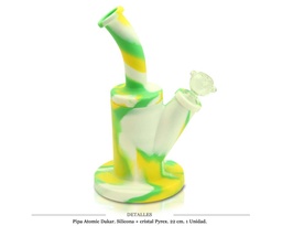 [124.22203] BONG SILICONA+PYREX ATOMIC DAKAR VER/AMA/BLA 22CM.