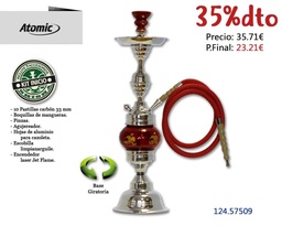 [124.57509] NARGUILE CRIS MET GIRATORIA ROJA 75 CM 1 MG 